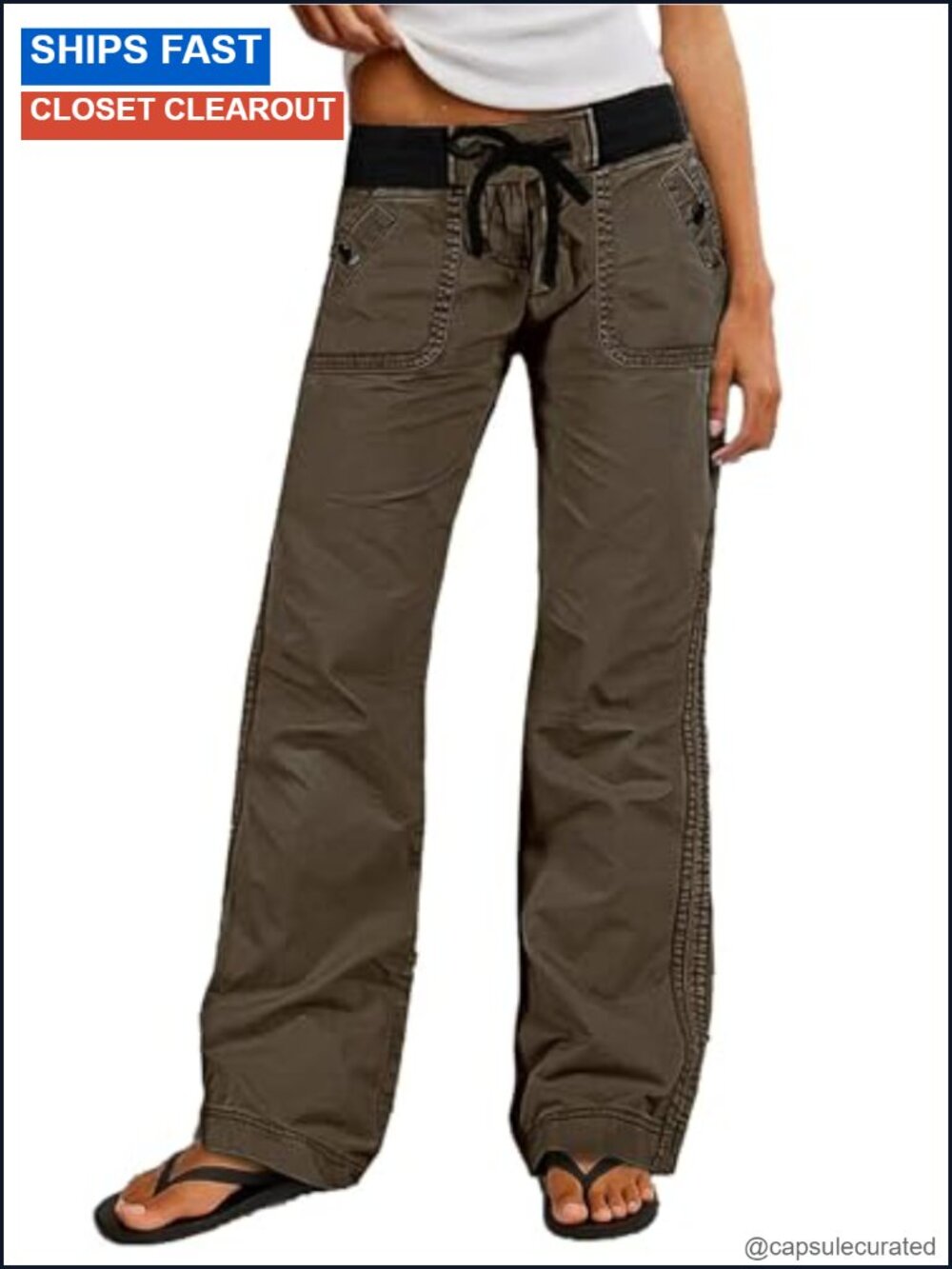 Flamingals Womens Straight Leg Drawstring Pants 100% Cotton Casual
